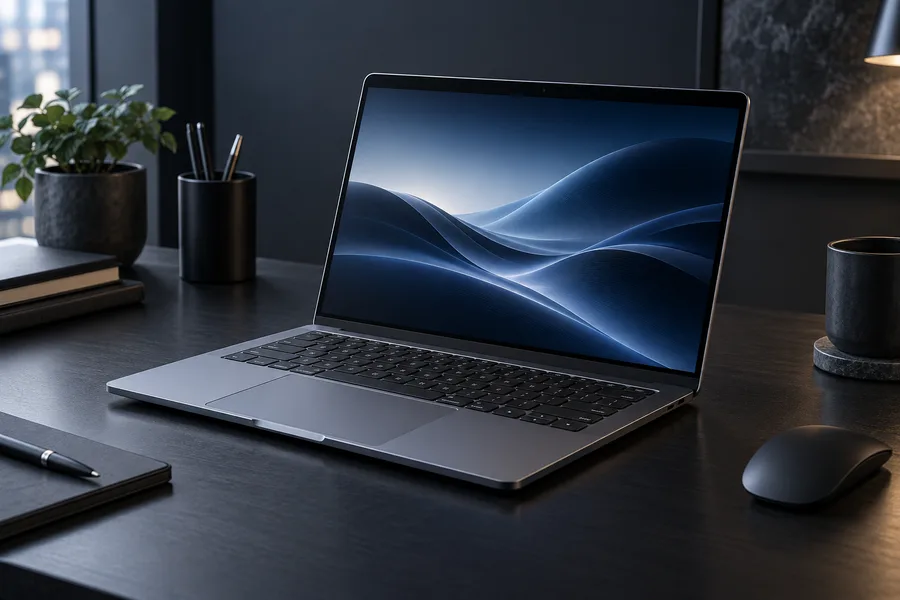Editorial illustration of a performance laptop
