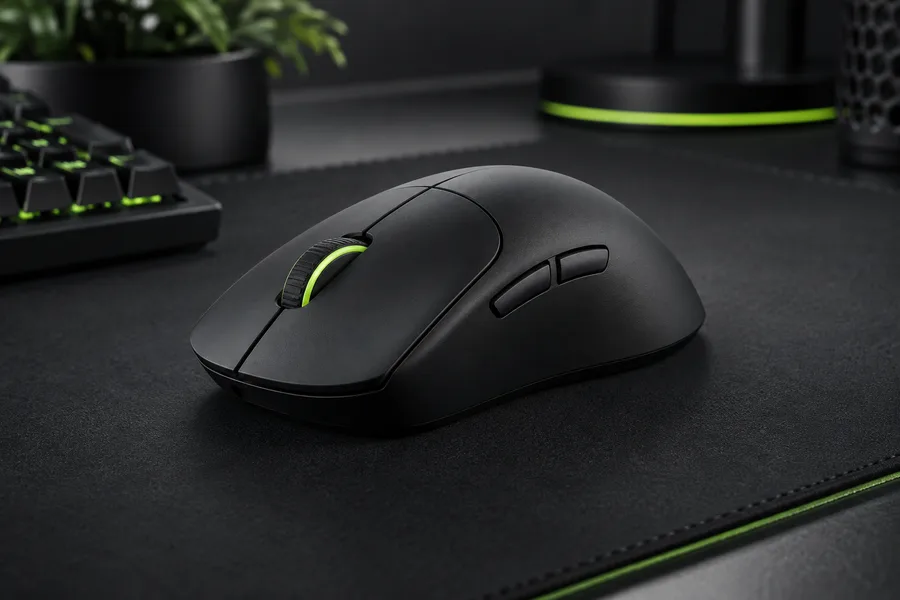 Editorial illustration of a gaming mouse