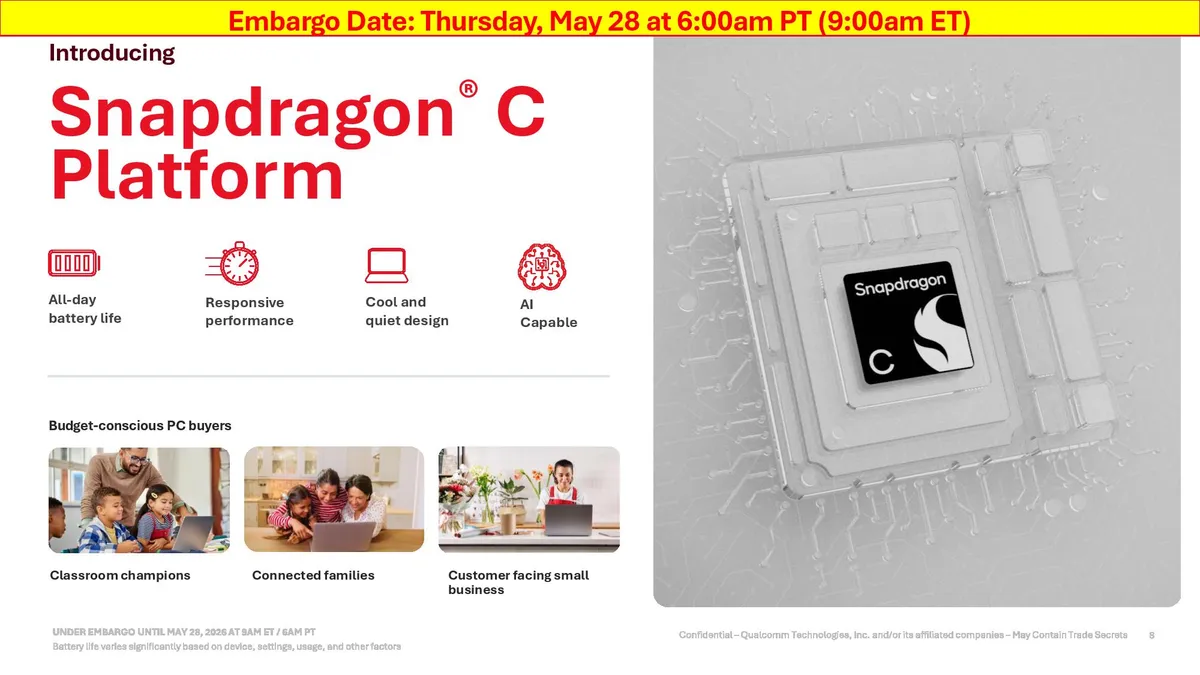 Qualcomm Pushes Windows on Arm Down to $300 Laptops With Snapdragon C